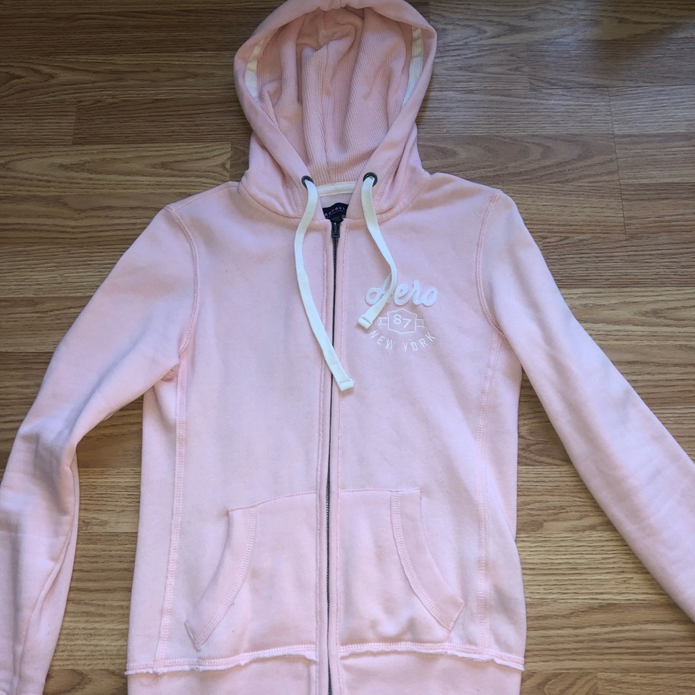 pink aero zip up sweatshirt